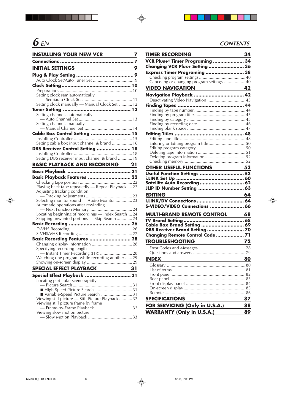 Marantz MV8300 User Manual | Page 6 / 88