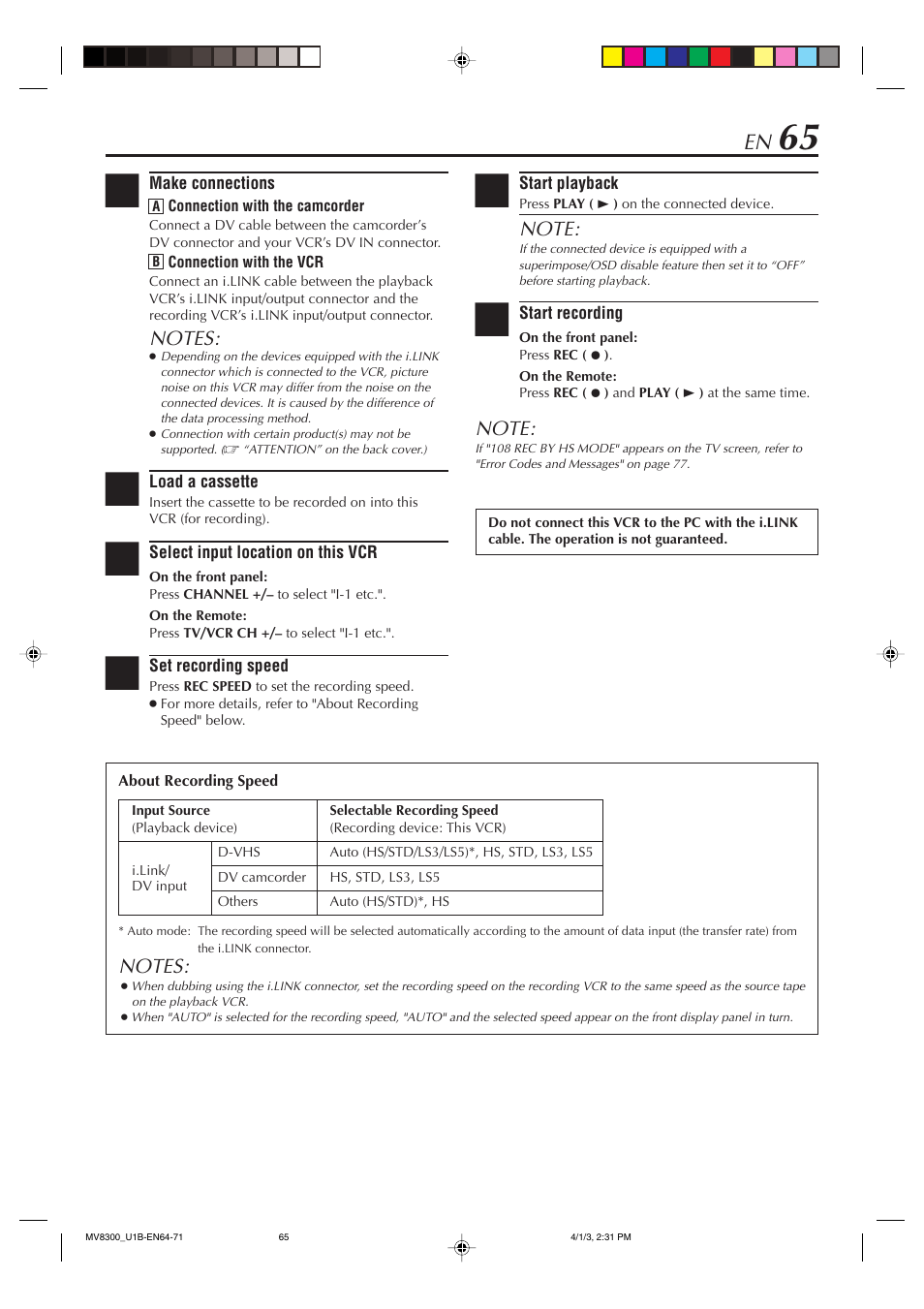 Marantz MV8300 User Manual | Page 65 / 88