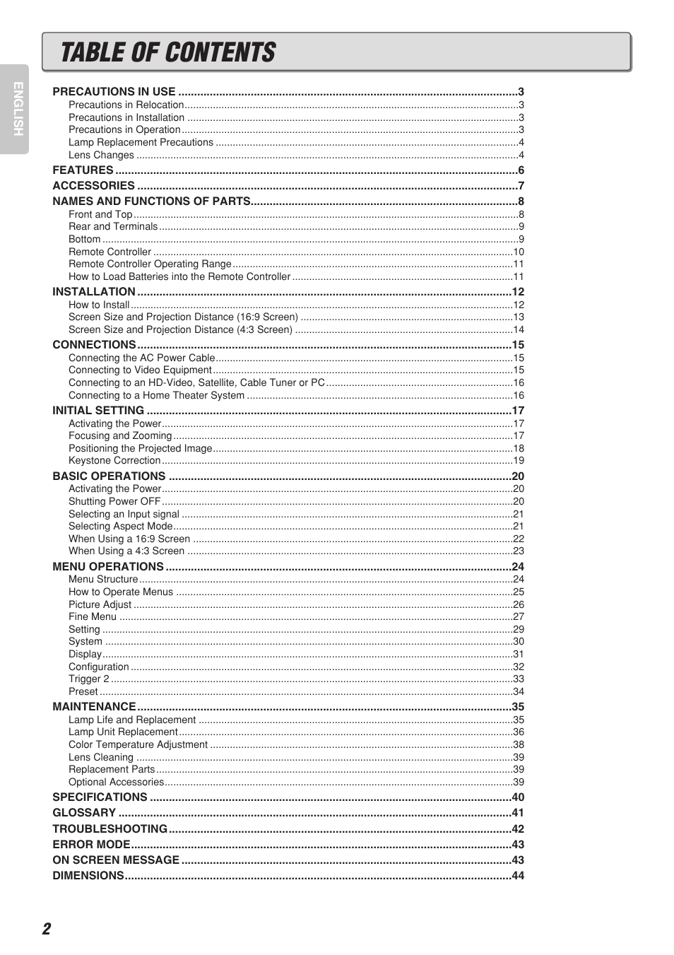 Marantz Model VP-10S1 User Manual | Page 4 / 47