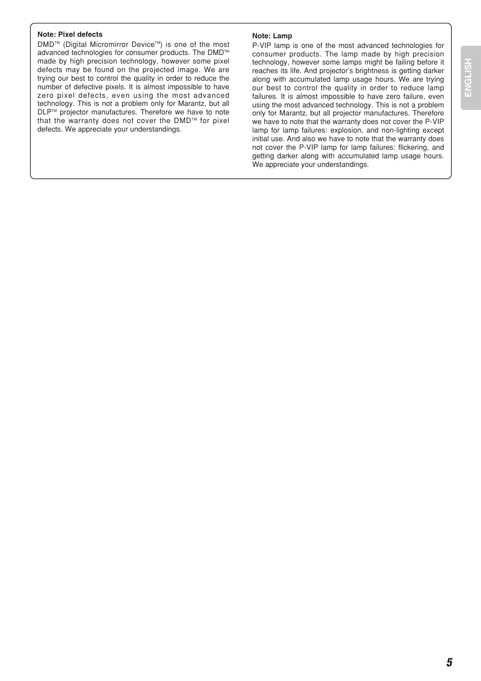 English | Marantz Model VP-10S1 User Manual | Page 7 / 47