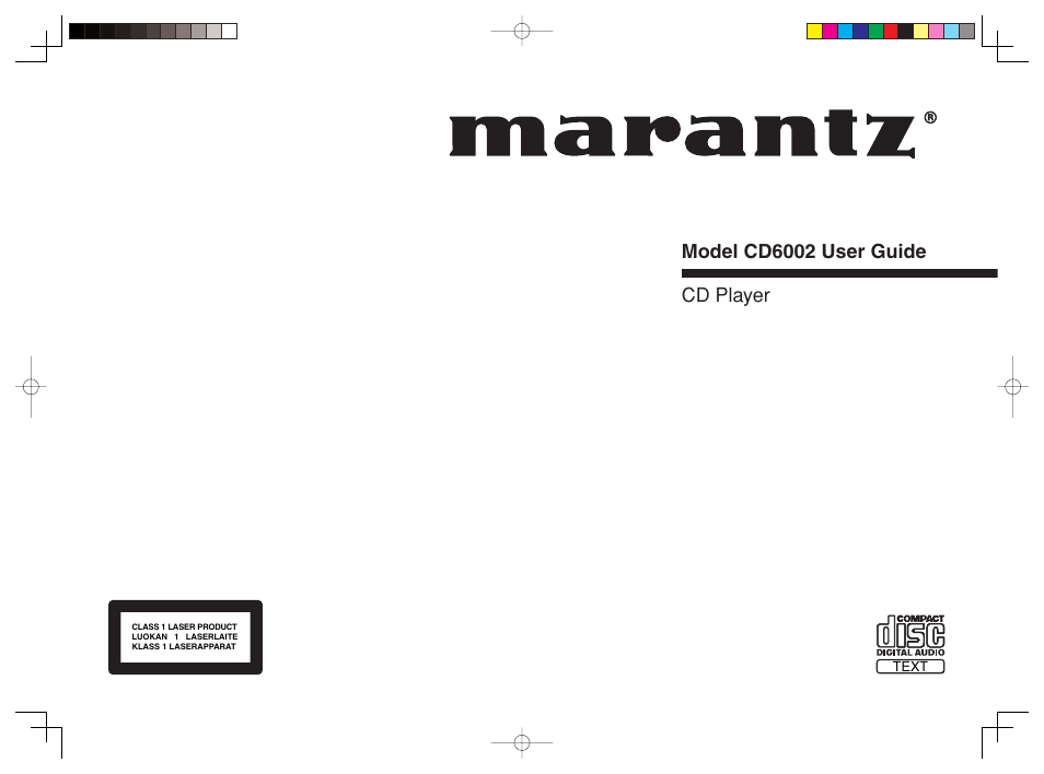 Marantz CD6002 User Manual | 34 pages