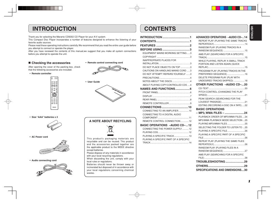 Marantz CD6002 User Manual | Page 4 / 34