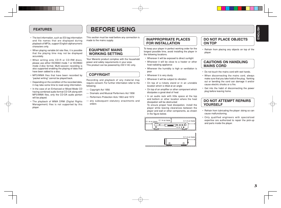 Before using | Marantz CD6002 User Manual | Page 6 / 34