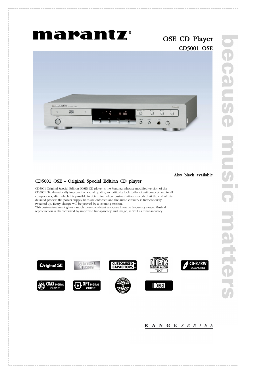 Marantz CD5001OSE User Manual | 4 pages