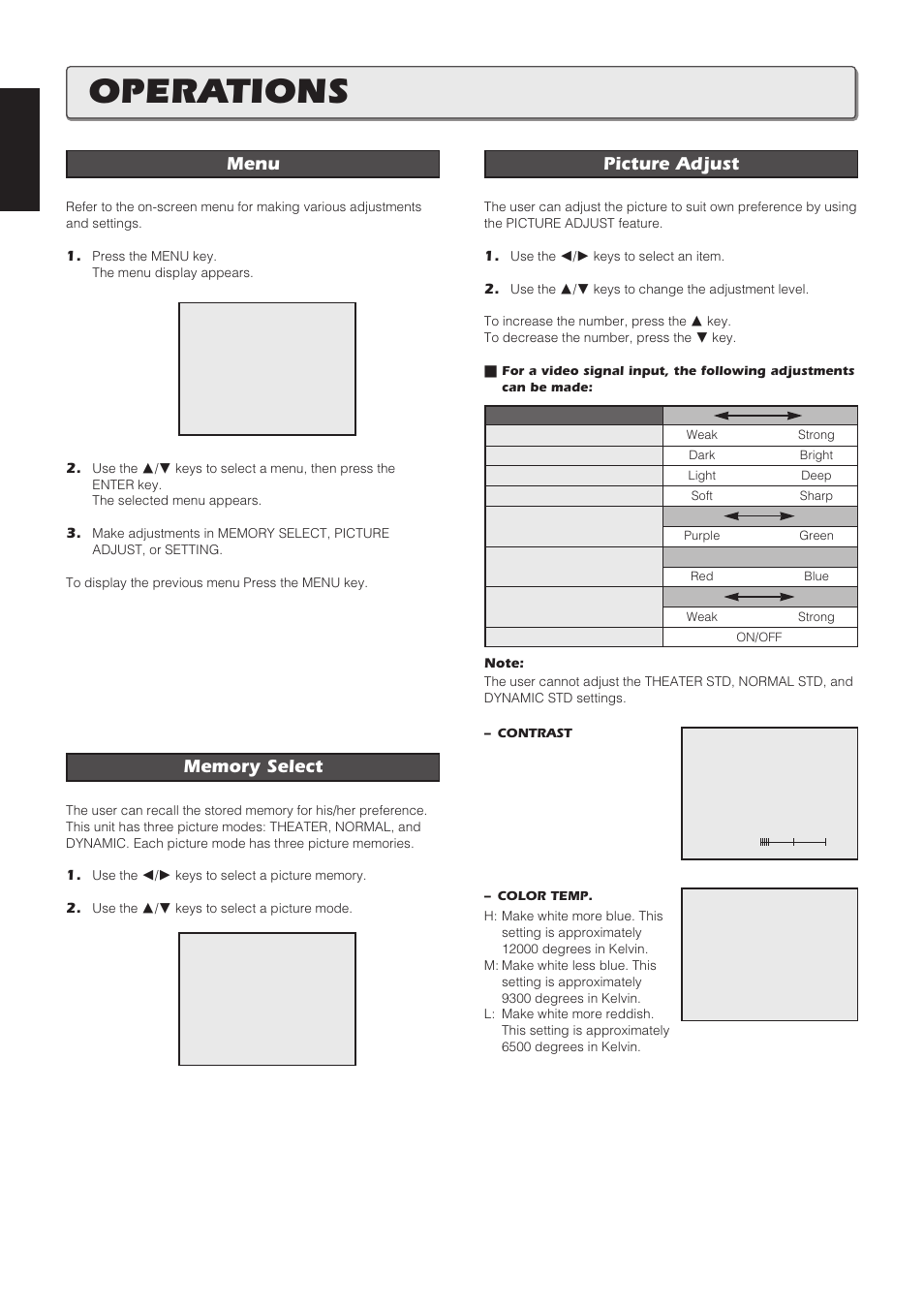 Operations, English | Marantz VP8100 User Manual | Page 17 / 24