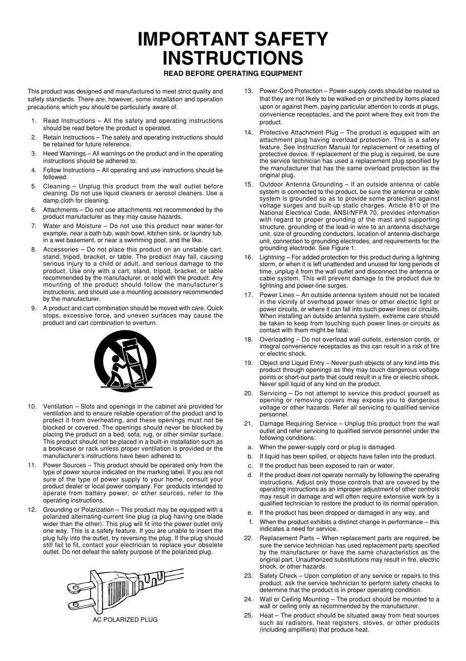 Important safety instructions | Marantz PMD325 User Manual | Page 3 / 52