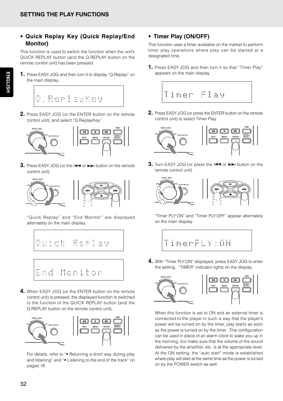 Quick replay key (quick replay/end monitor), English | Marantz PMD325 User Manual | Page 36 / 52