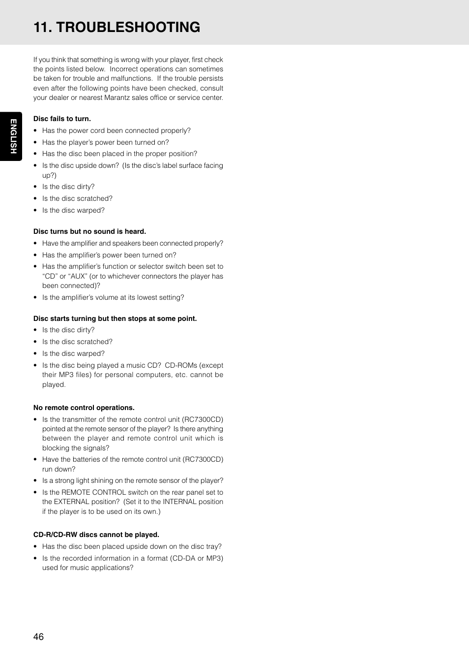 Troubleshooting | Marantz PMD325 User Manual | Page 50 / 52