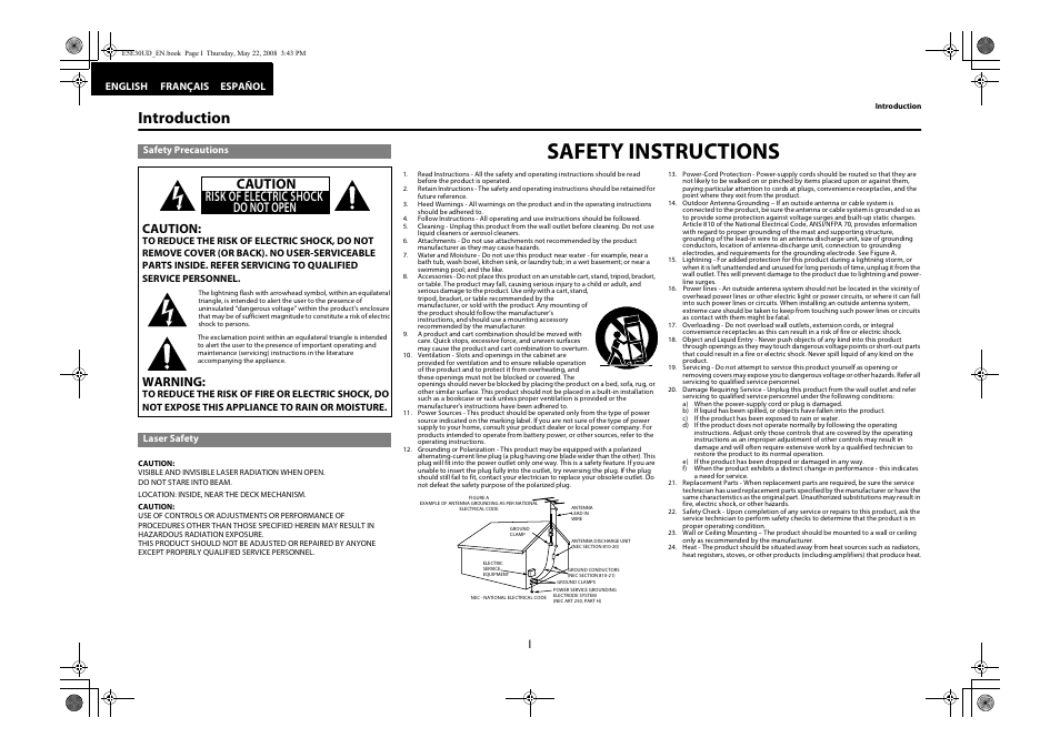 Safety instructions, Introduction, Caution risk of electric shock do not open | Caution, Warning | Marantz BD8002 User Manual | Page 2 / 44