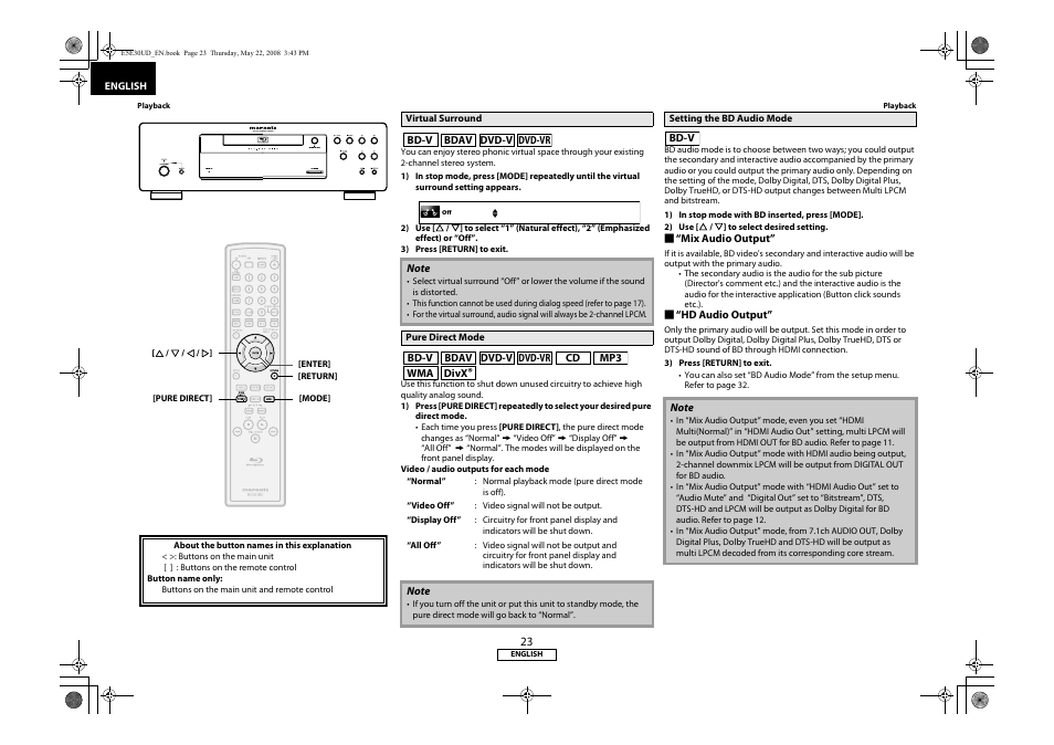 Marantz BD8002 User Manual | Page 26 / 44