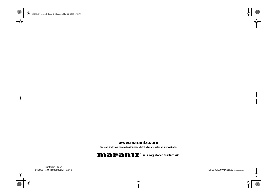 Marantz BD8002 User Manual | Page 44 / 44