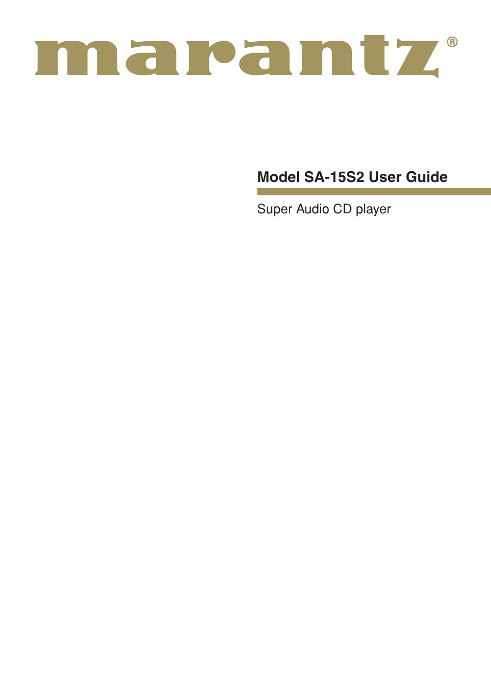 Marantz SA-15S2 User Manual | 34 pages