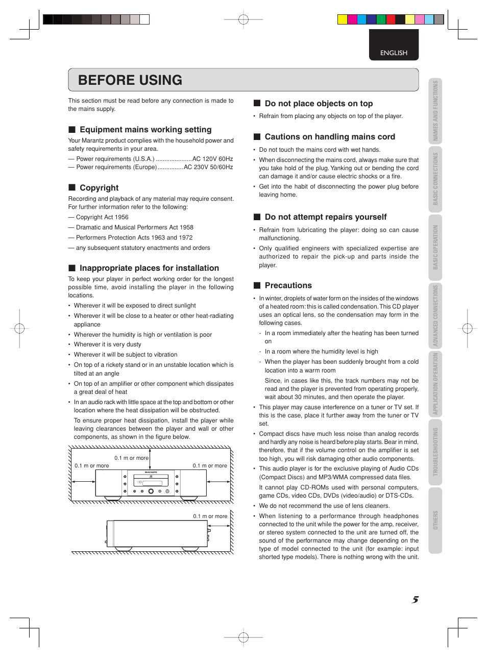 Before using | Marantz SA-15S2 User Manual | Page 11 / 34