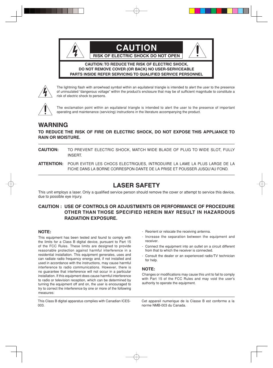 Caution, Warning, Laser safety | Marantz SA-15S2 User Manual | Page 2 / 34