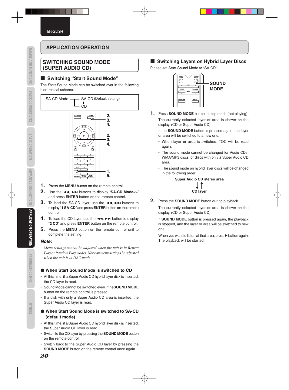 Switching sound mode (super audio cd) | Marantz SA-15S2 User Manual | Page 26 / 34