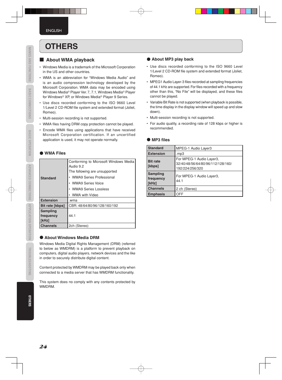 Others, About wma playback | Marantz SA-15S2 User Manual | Page 30 / 34