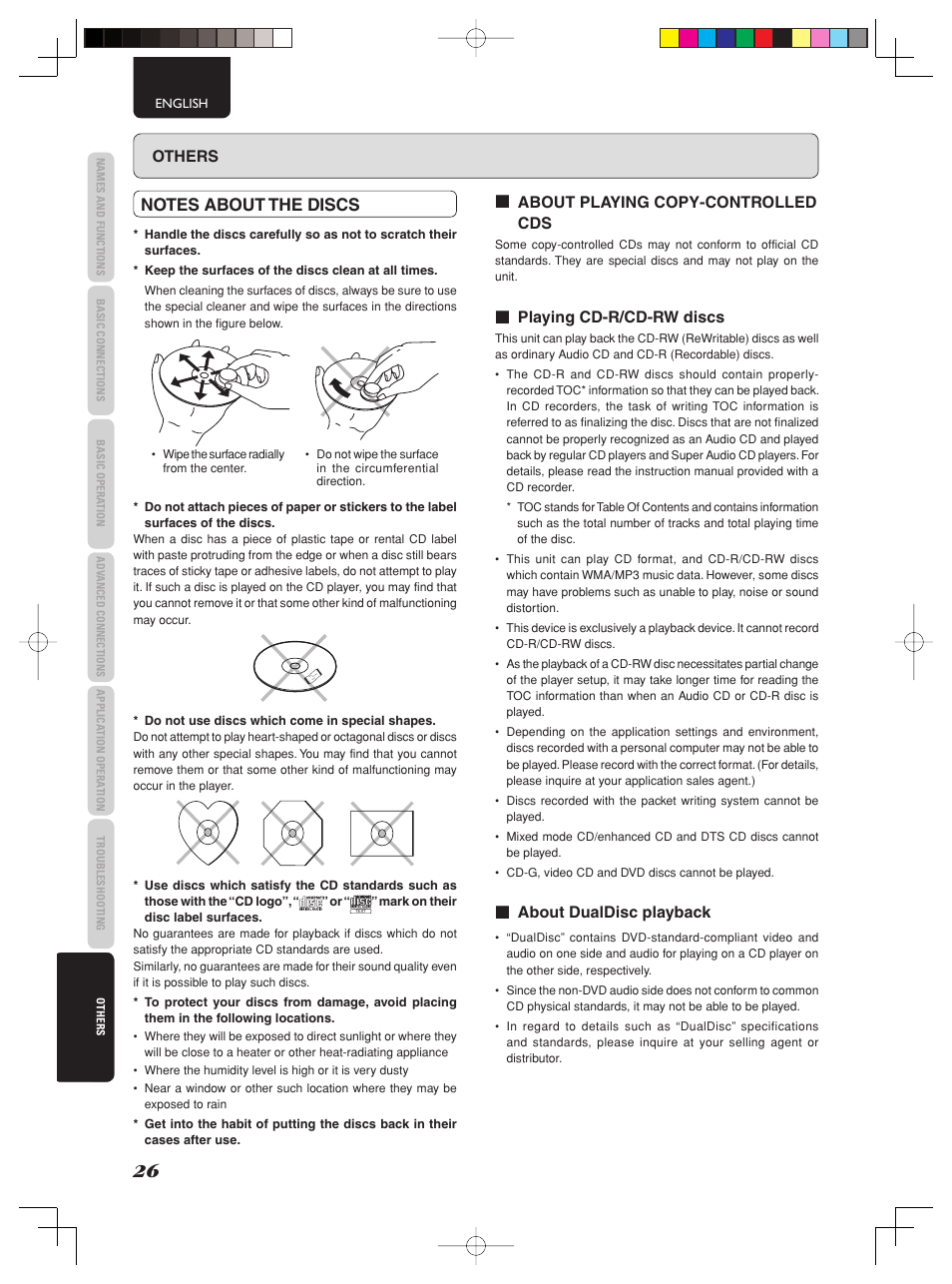 Others, About playing copy-controlled cds, Playing cd-r/cd-rw discs | About dualdisc playback | Marantz SA-15S2 User Manual | Page 32 / 34