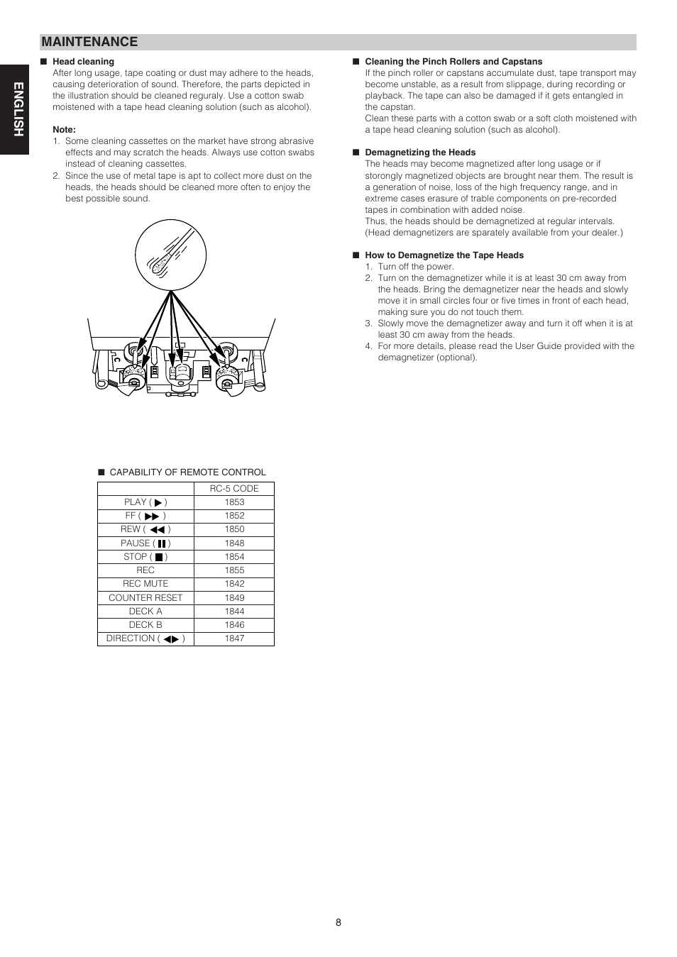 Maintenance, English fran ç ais esp a ñ ol | Marantz PMD505 User Manual | Page 13 / 17