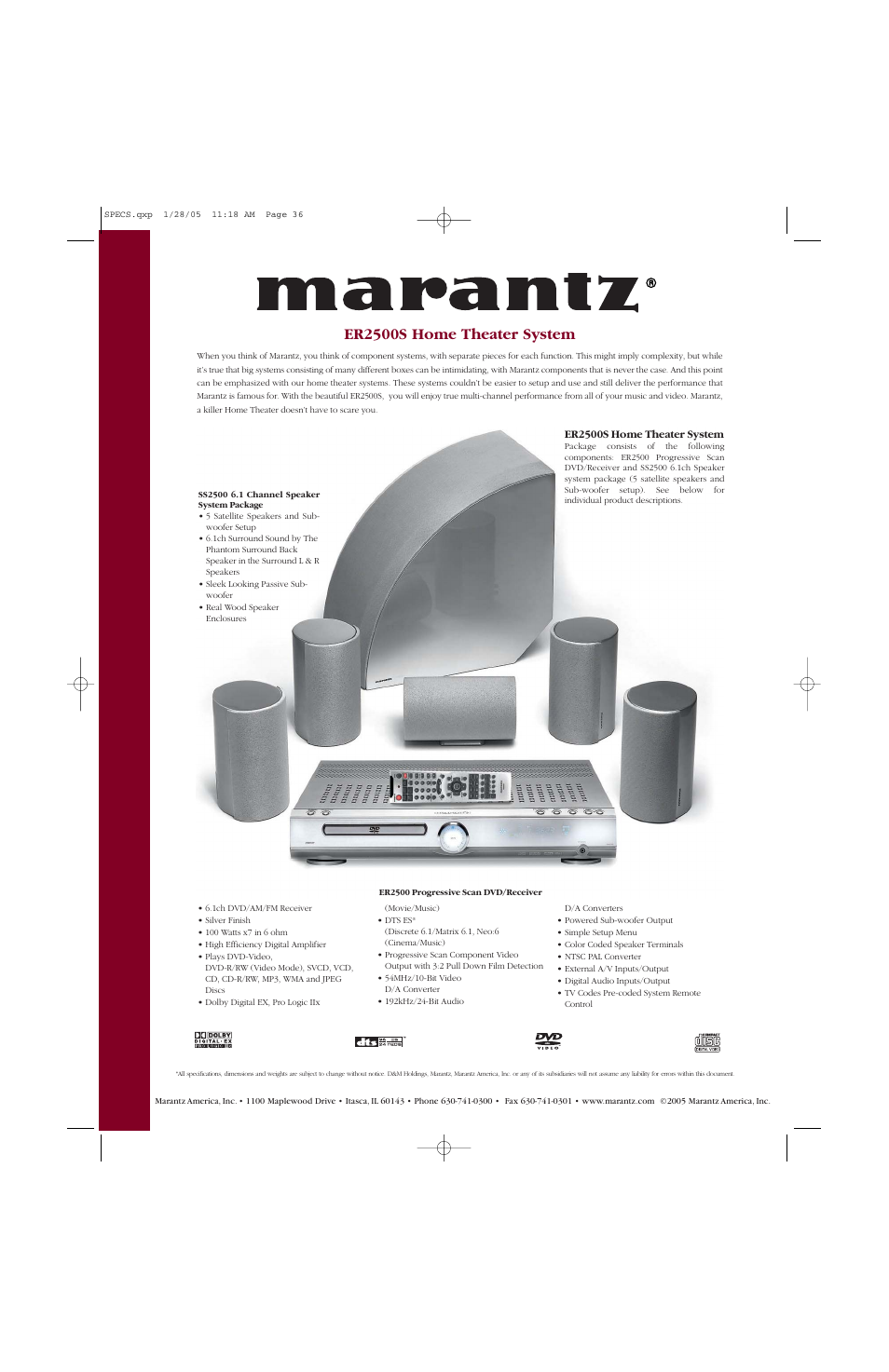 Marantz ER2500S User Manual | 1 page