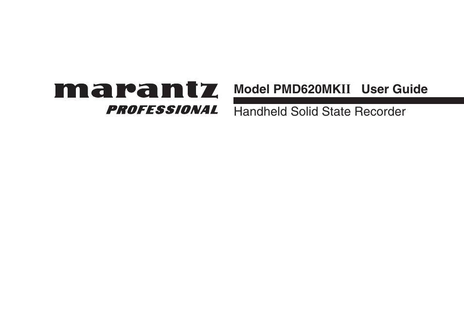 Marantz PMD620MKII User Manual | 96 pages