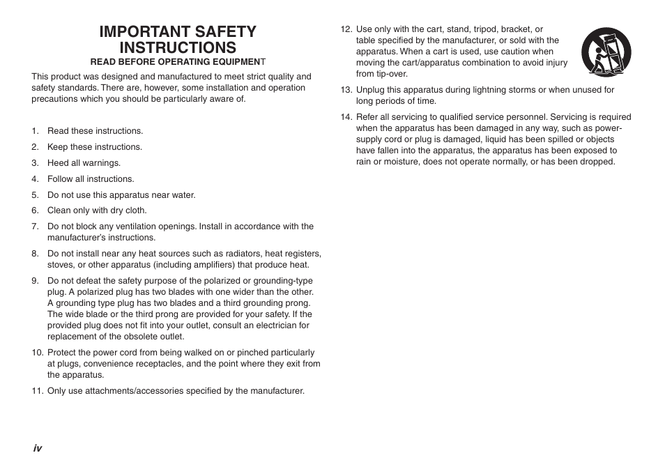 Important safety instructions | Marantz PMD620MKII User Manual | Page 4 / 96