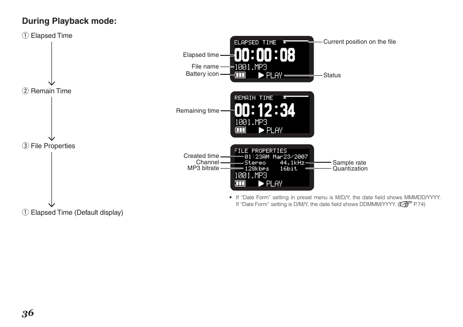 During playback mode | Marantz PMD620MKII User Manual | Page 48 / 96