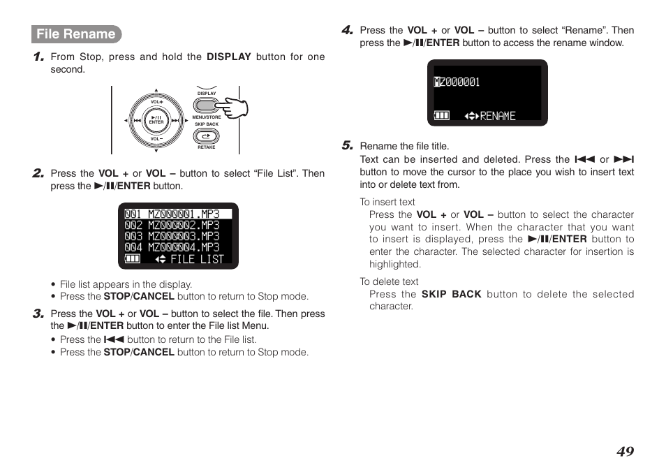 49 file rename | Marantz PMD620MKII User Manual | Page 61 / 96