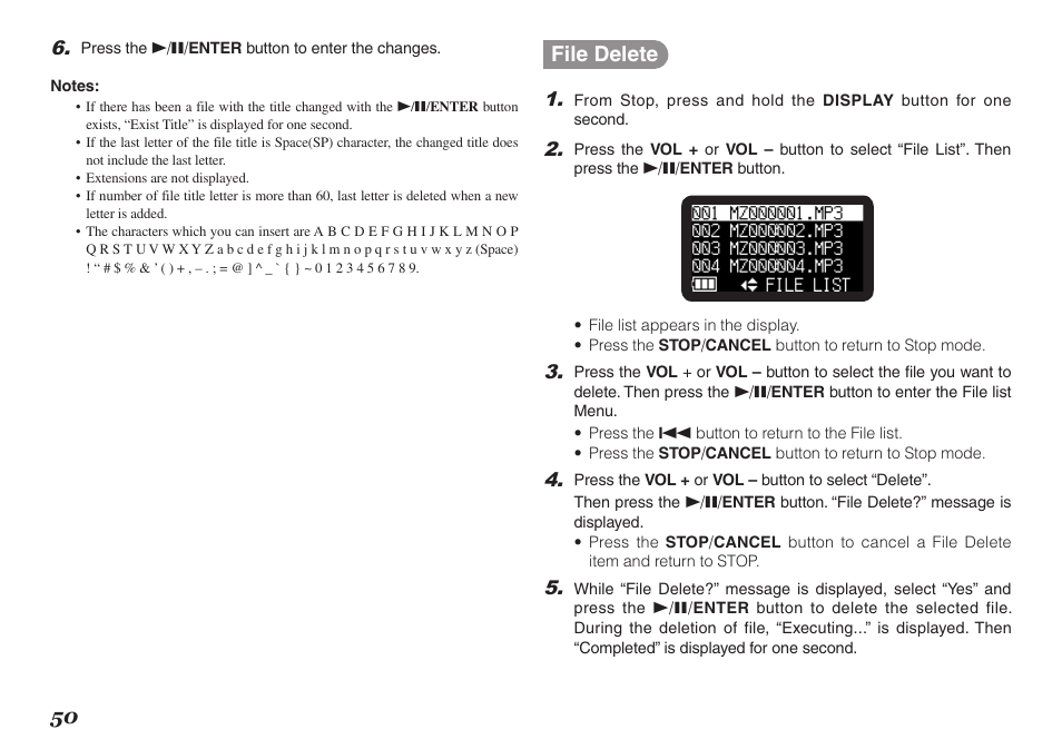 File delete | Marantz PMD620MKII User Manual | Page 62 / 96