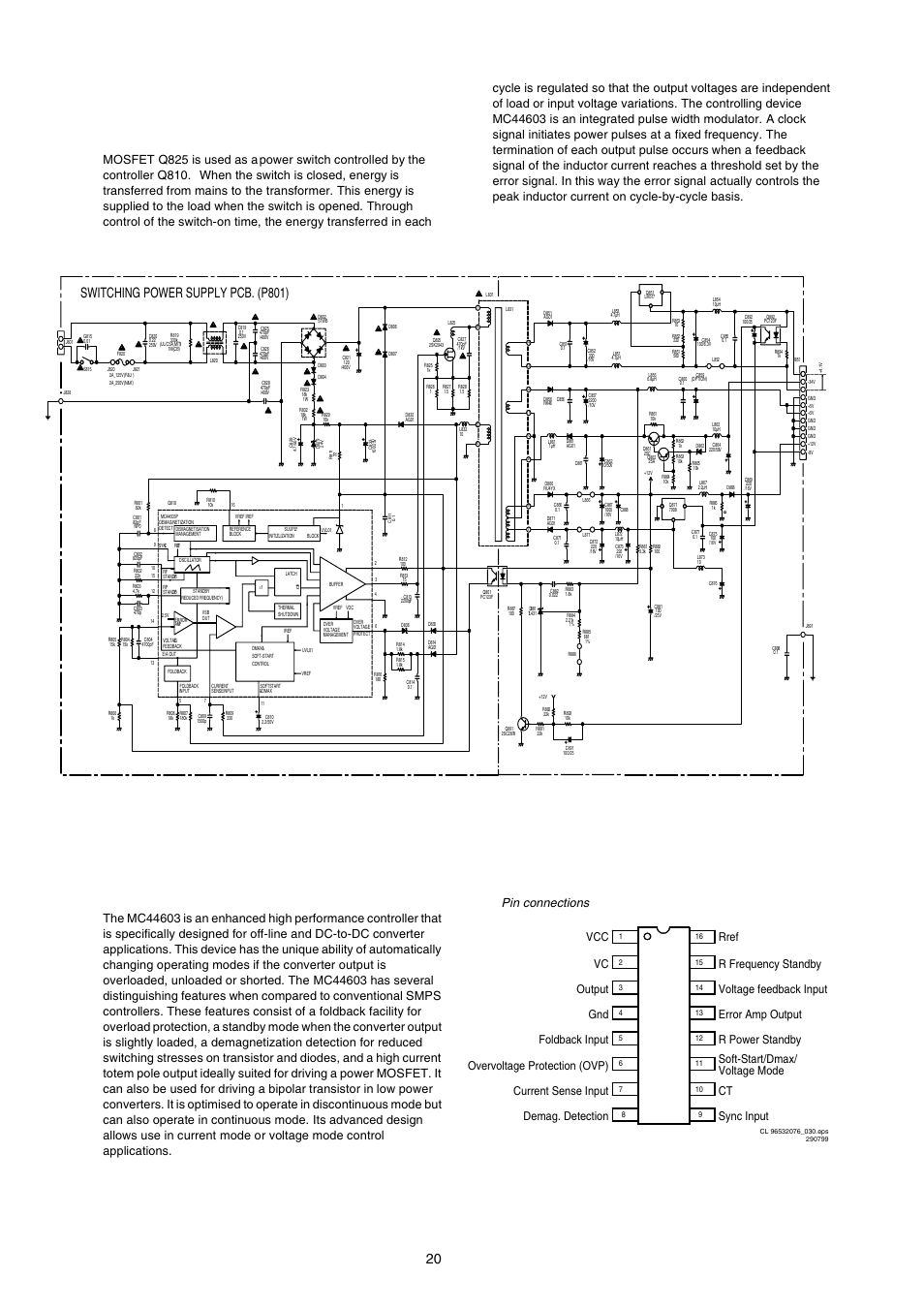 2 power supply unit p816, Switching power supply pcb. (p801), Output gnd vc vcc | Marantz MAR770 User Manual | Page 22 / 45