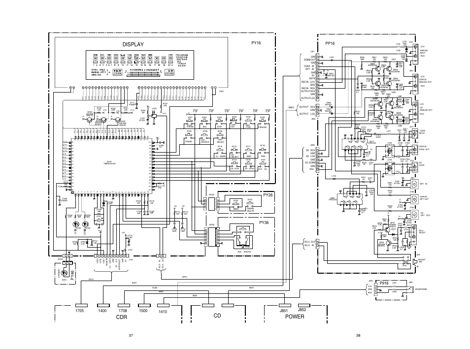 Power, Display, Cd cdr | Schematic diagram and parts location | Marantz MAR770 User Manual | Page 37 / 45