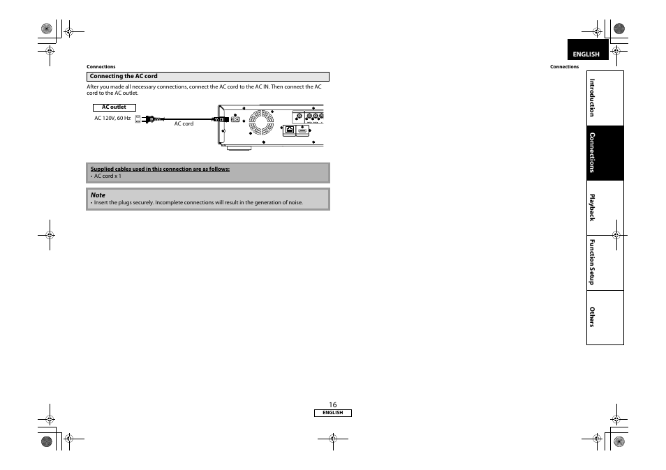 Connecting the ac cord | Marantz 541110331126M User Manual | Page 19 / 53