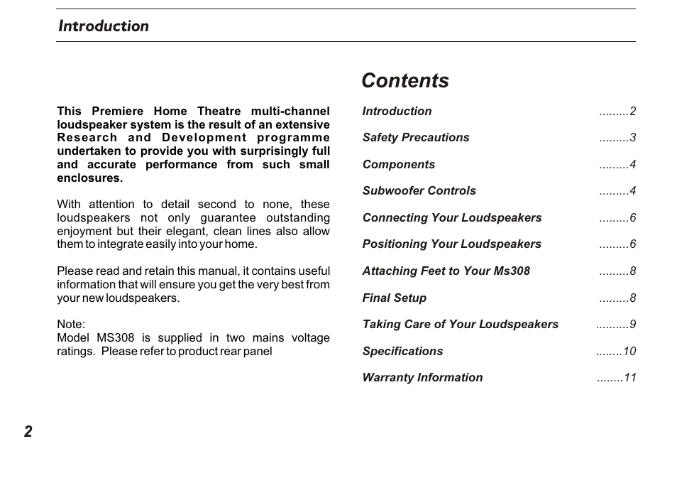 Marantz MS308 User Manual | Page 2 / 12