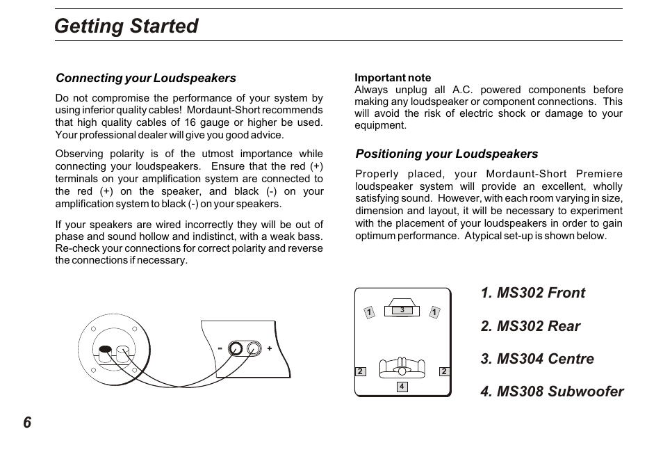 Getting started | Marantz MS308 User Manual | Page 6 / 12