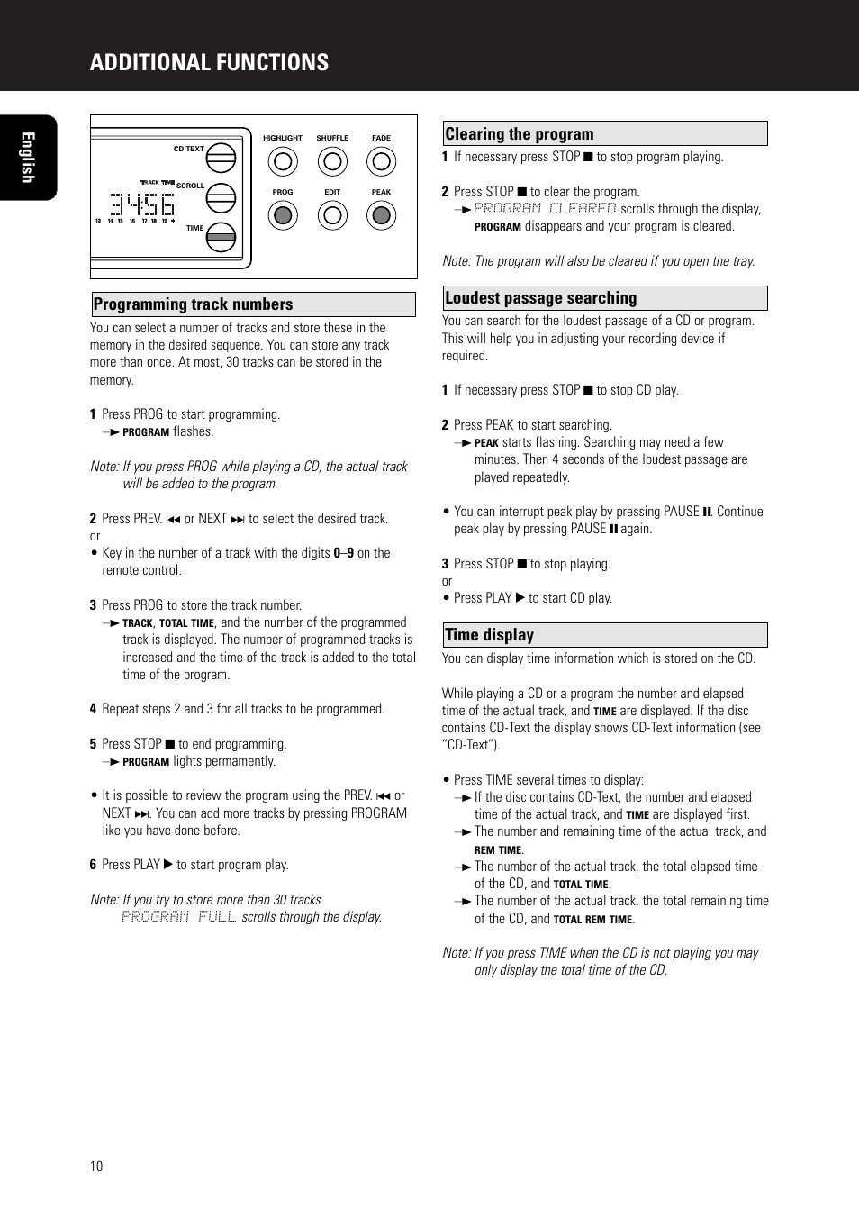 Additional functions | Marantz CD5000 User Manual | Page 10 / 14