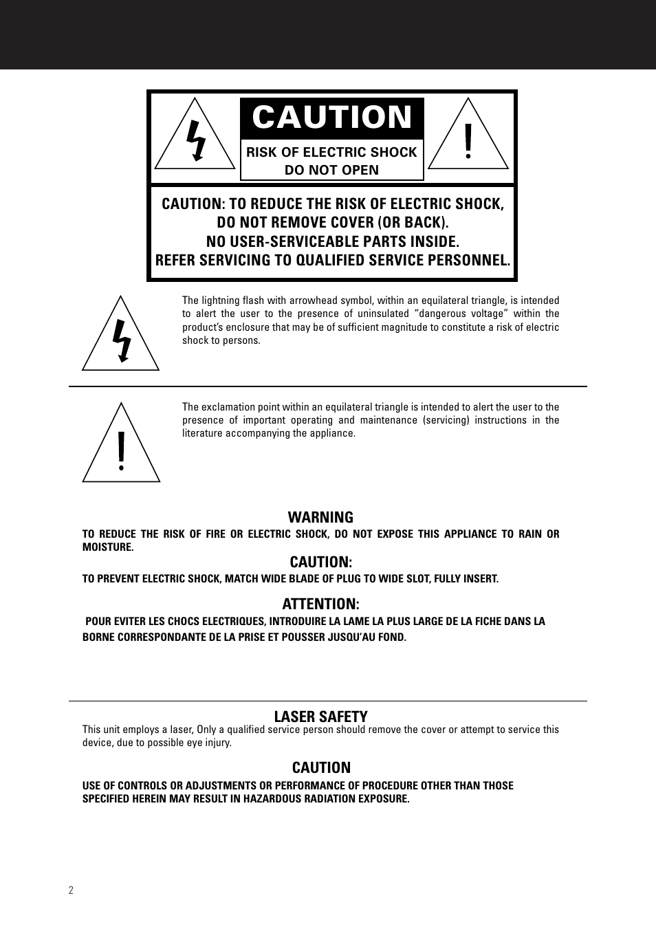 Caution | Marantz CD5000 User Manual | Page 2 / 14