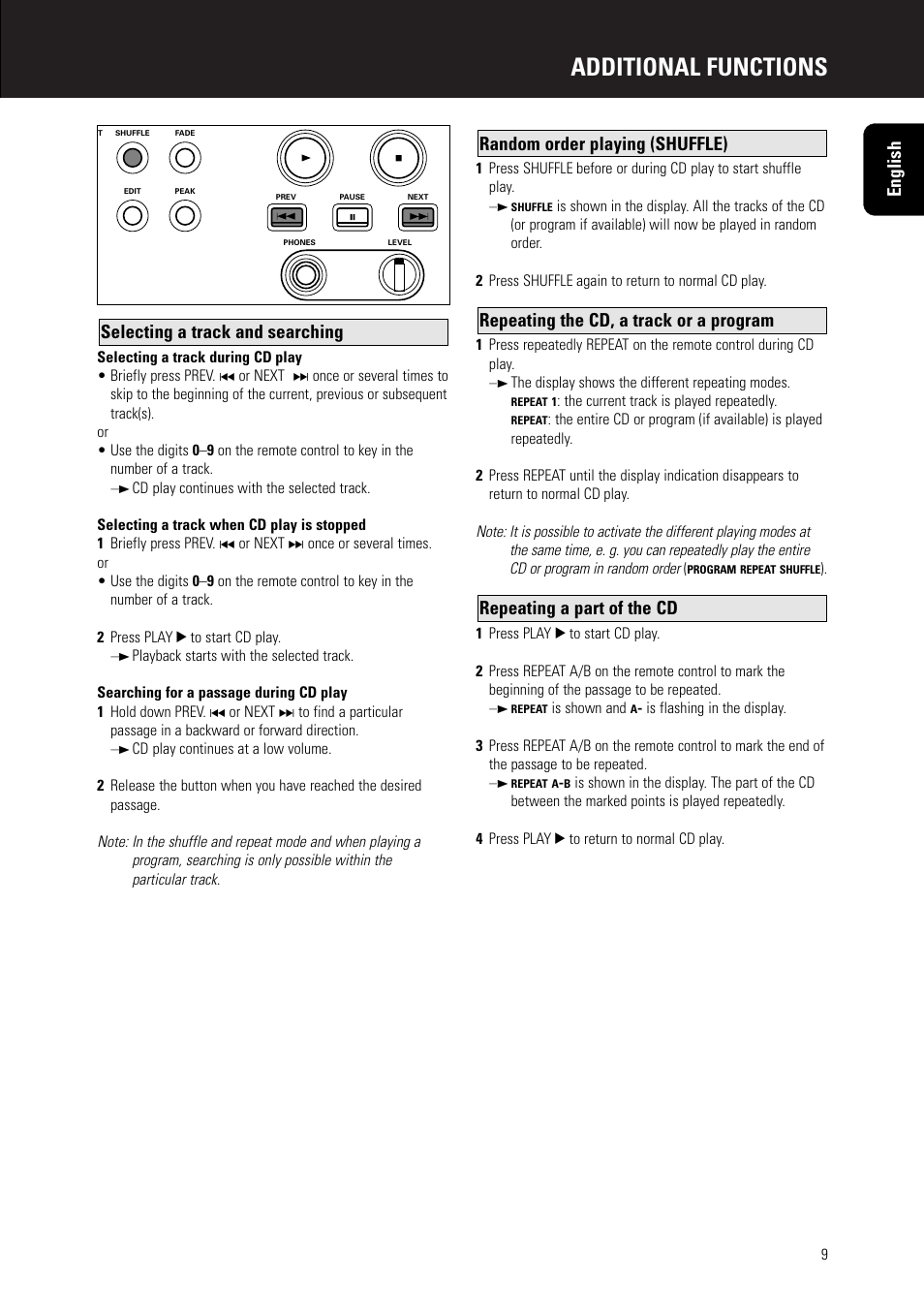 Additional functions | Marantz CD5000 User Manual | Page 9 / 14