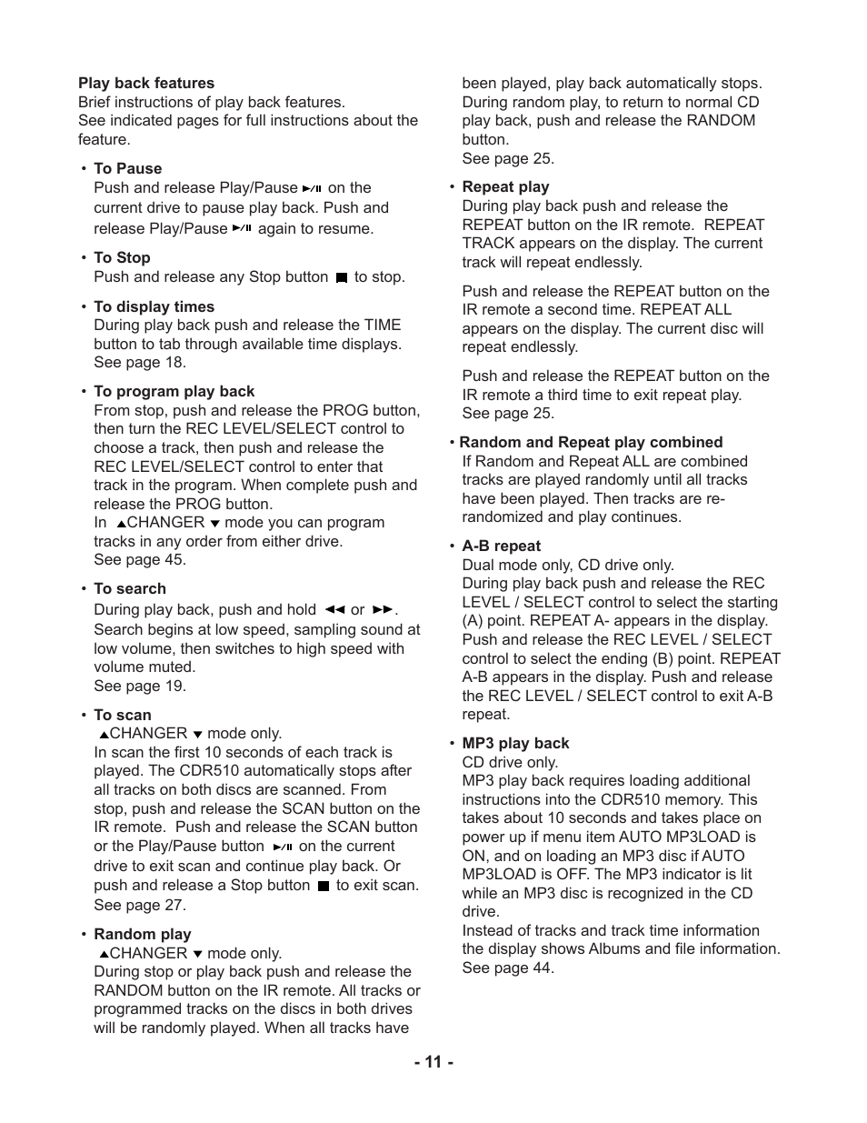 Marantz CDR510 User Manual | Page 11 / 57