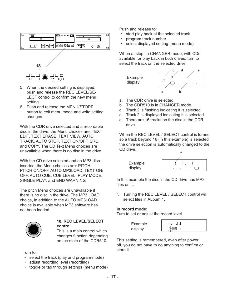 Marantz CDR510 User Manual | Page 17 / 57