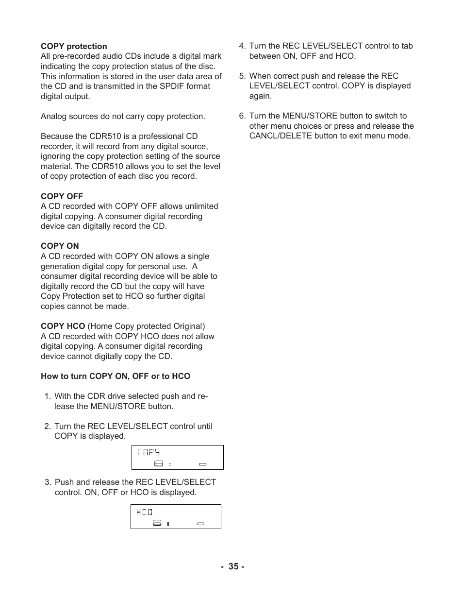 Marantz CDR510 User Manual | Page 35 / 57