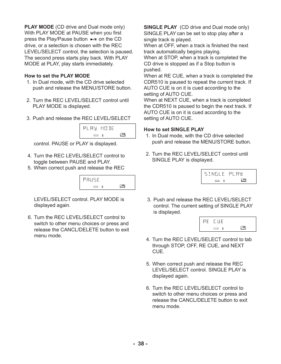 Marantz CDR510 User Manual | Page 38 / 57