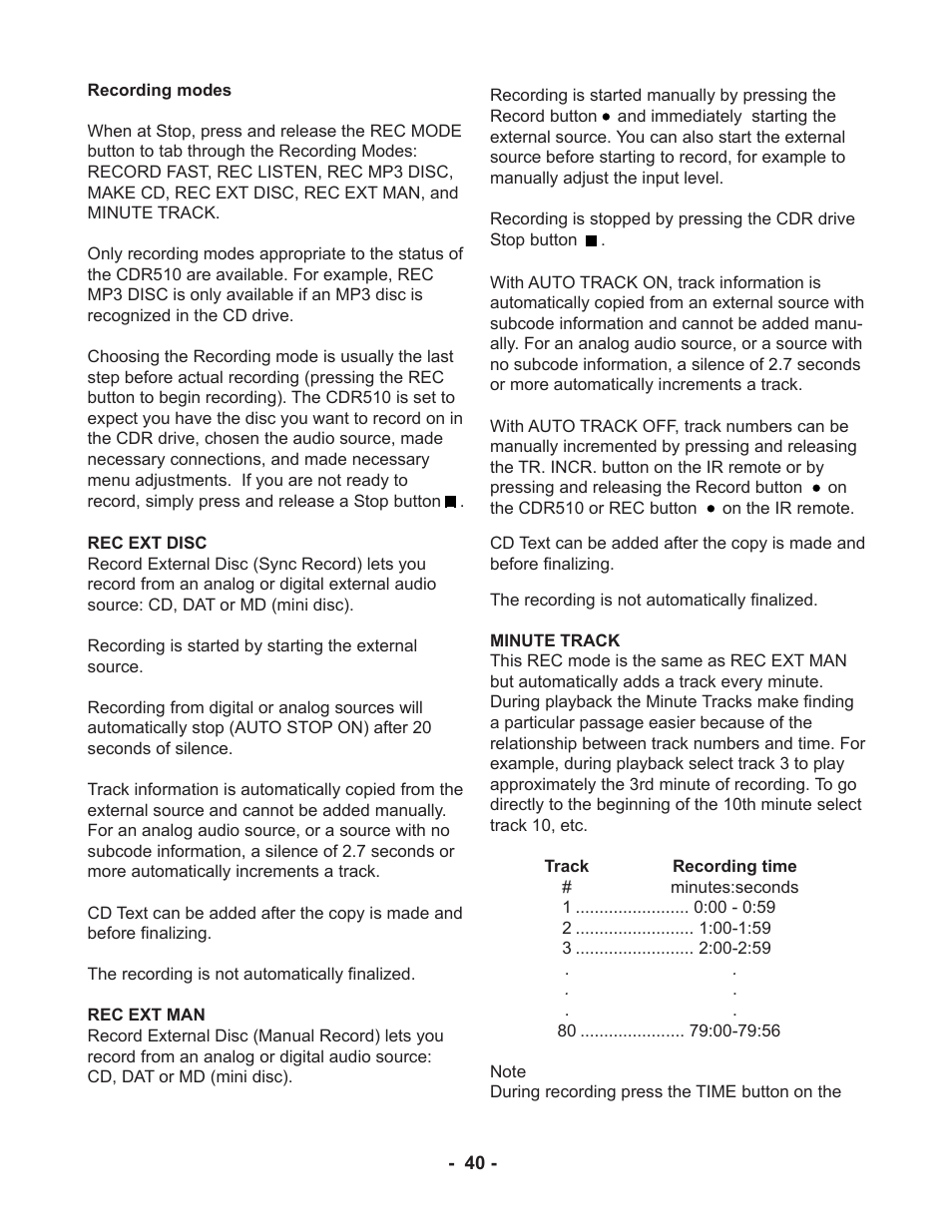 Marantz CDR510 User Manual | Page 40 / 57
