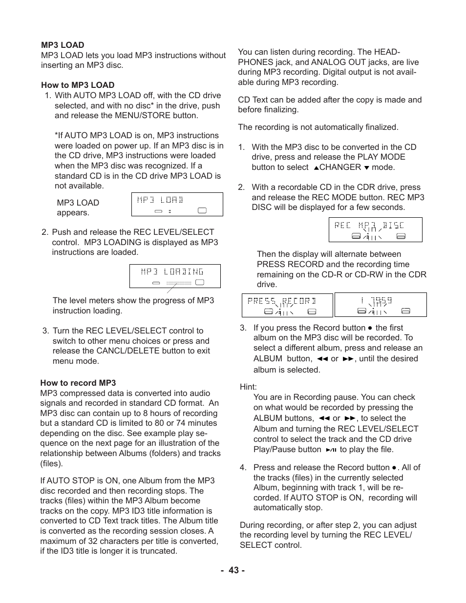 Marantz CDR510 User Manual | Page 43 / 57