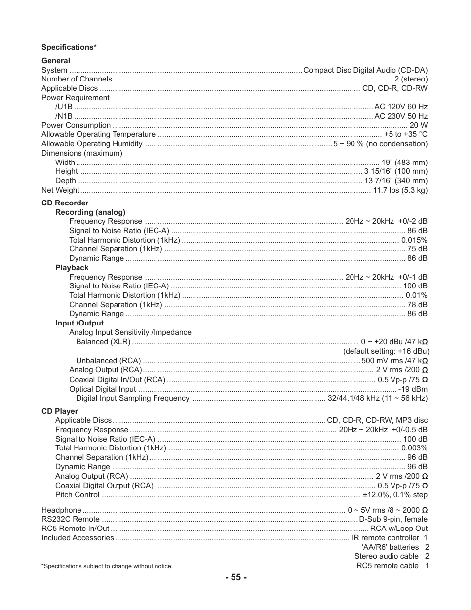 Marantz CDR510 User Manual | Page 55 / 57