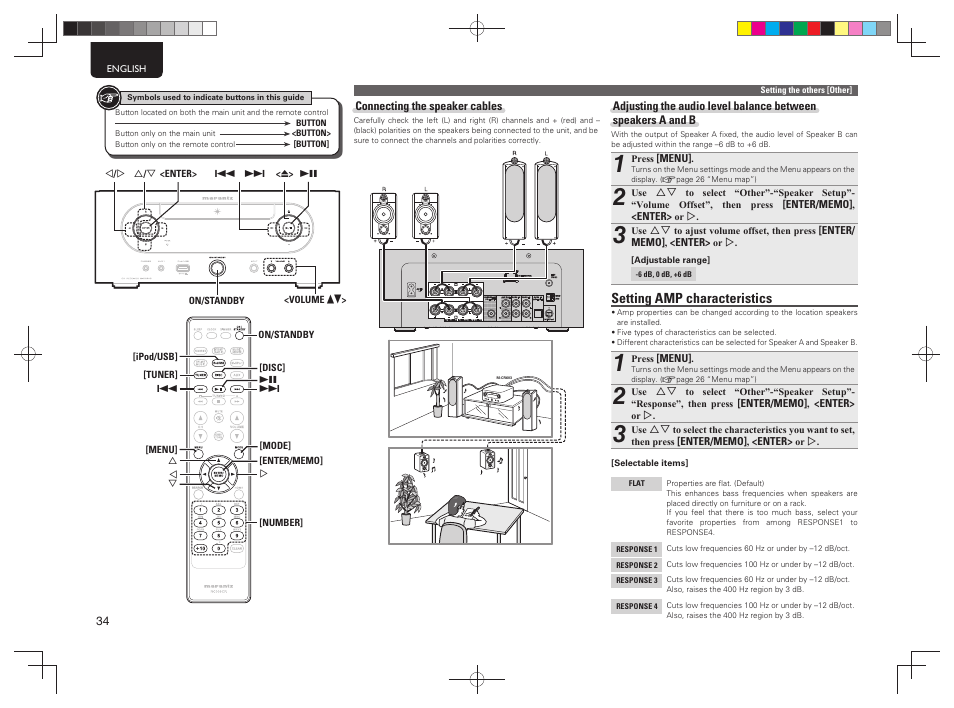 Setting amp characteristics | Marantz M-CR603 User Manual | Page 38 / 52