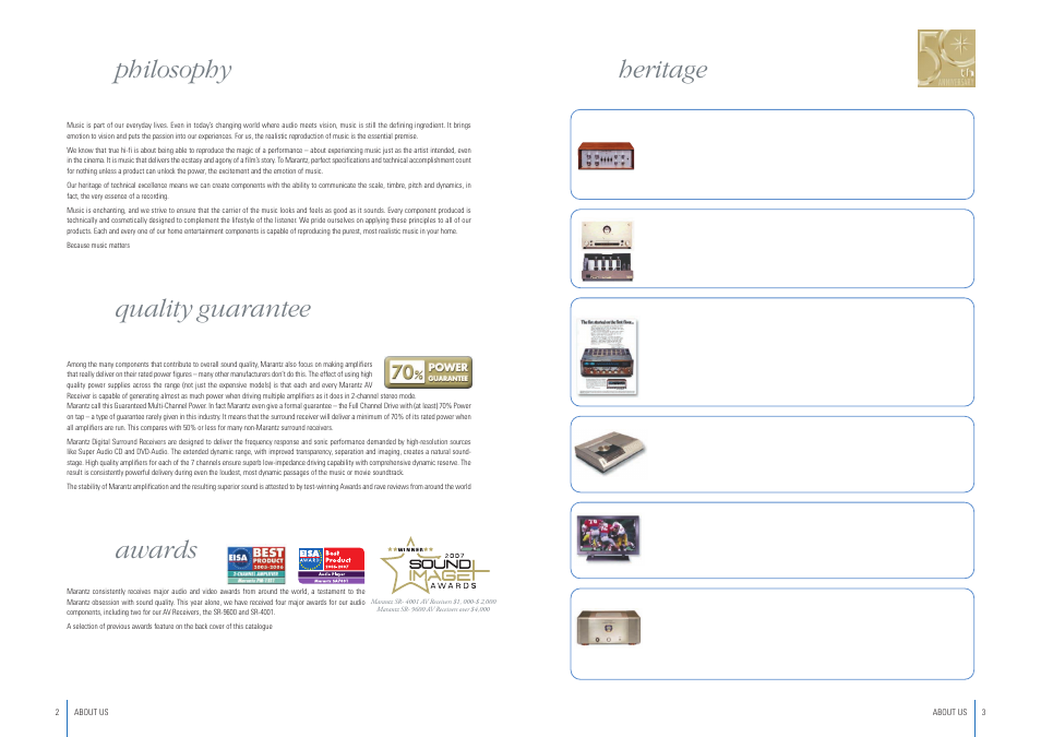 Our philosophy, Our quality guarantee, Our awards | Our heritage | Marantz Home Theatre 2007 User Manual | Page 2 / 19