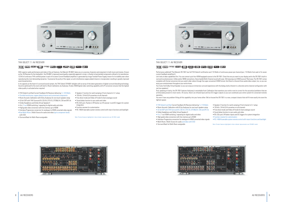 Sr-8001, Sr-7001 | Marantz Home Theatre 2007 User Manual | Page 5 / 19