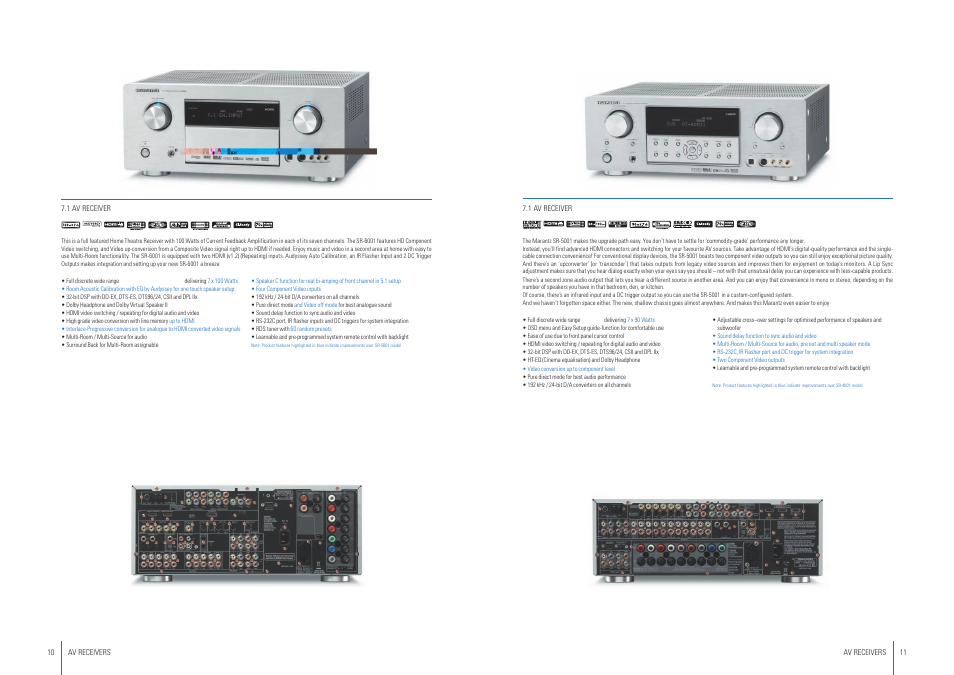 Sr-6001, Sr-5001 | Marantz Home Theatre 2007 User Manual | Page 6 / 19