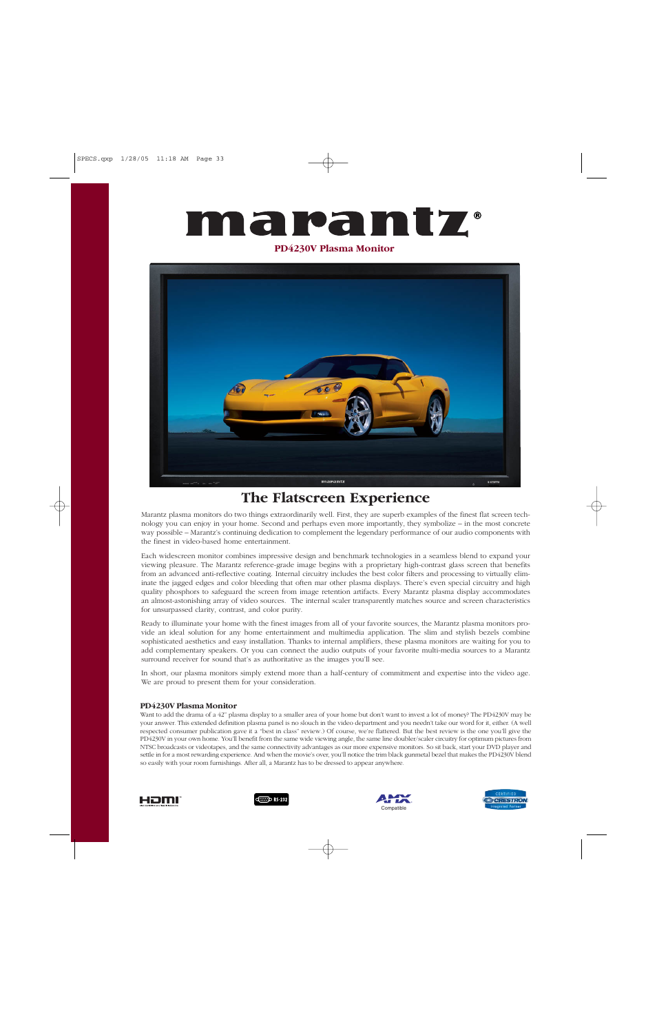 Marantz PD4230V User Manual | 2 pages