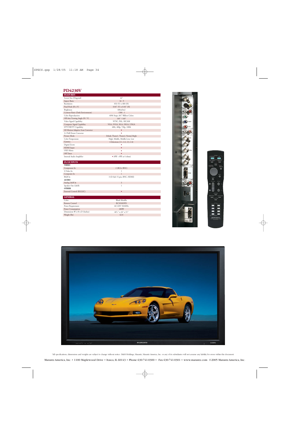 Pd4230v | Marantz PD4230V User Manual | Page 2 / 2