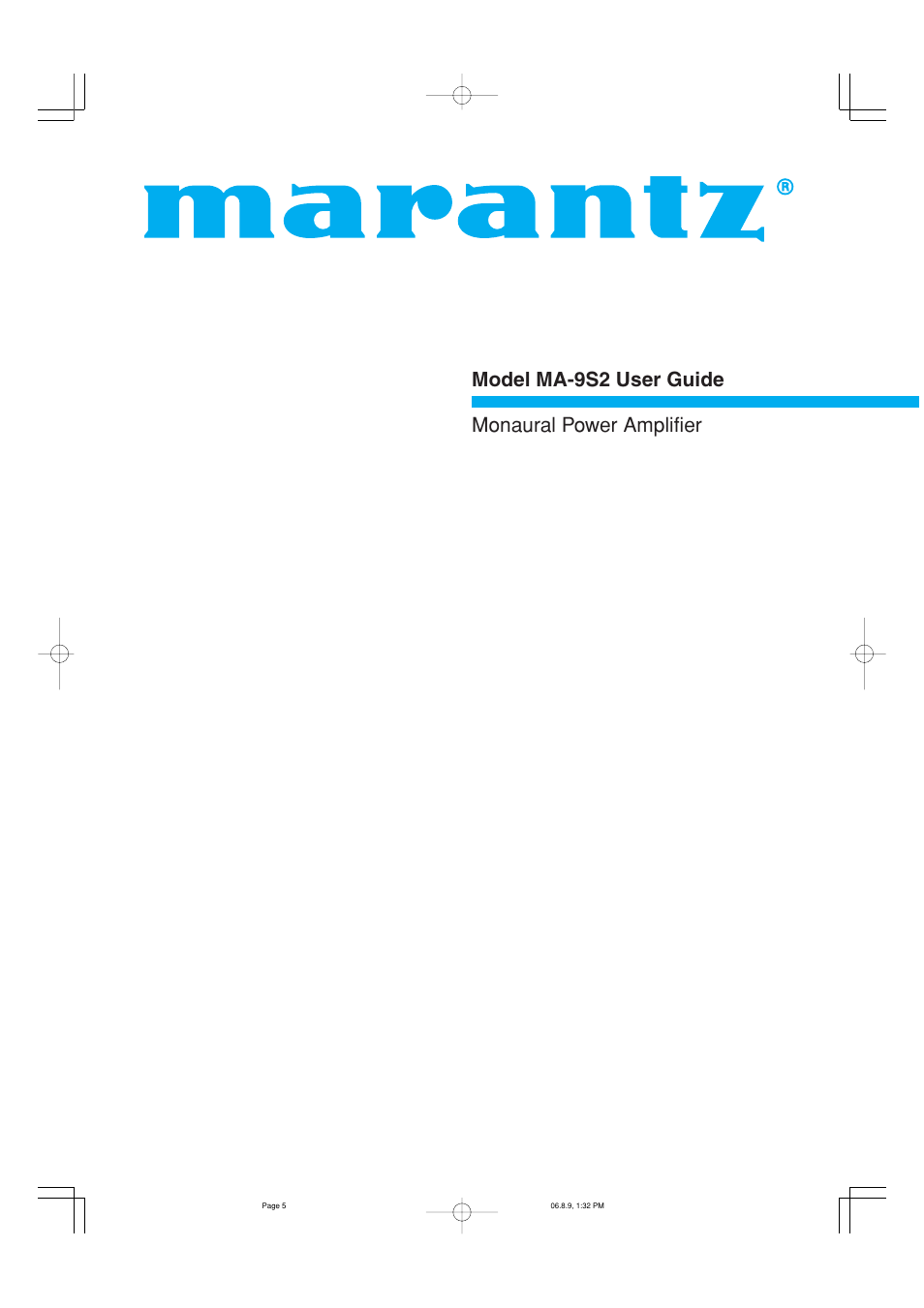 Marantz MA-9S2 User Manual | 19 pages